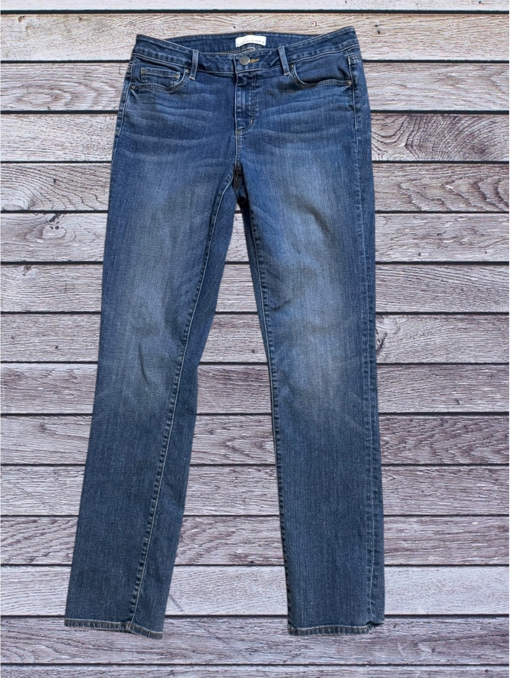 LOFT Curvy Straight Jeans Size 30/10 in Medium Blue Wash